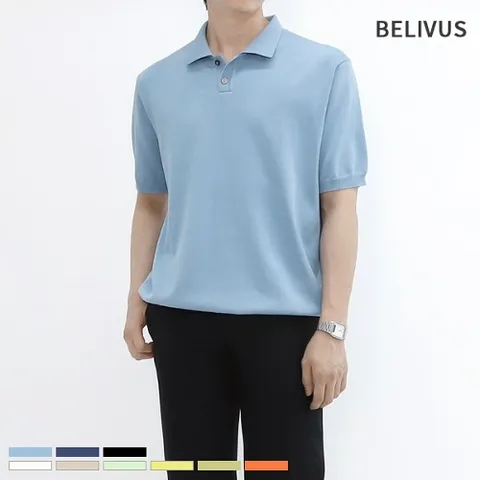 남성 반팔티 BRE044 니트 카라 여름 티셔츠