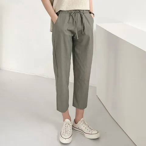 여성 면 스판 8부 7부 밴딩 배기 바지 키작녀 팬츠 -WPN0559- 봄 여름