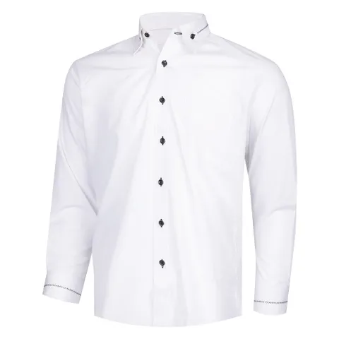 남성 국산 간절기 베이직 긴팔 카라넥 남방 셔츠 DE-SHA-340-14-흰색