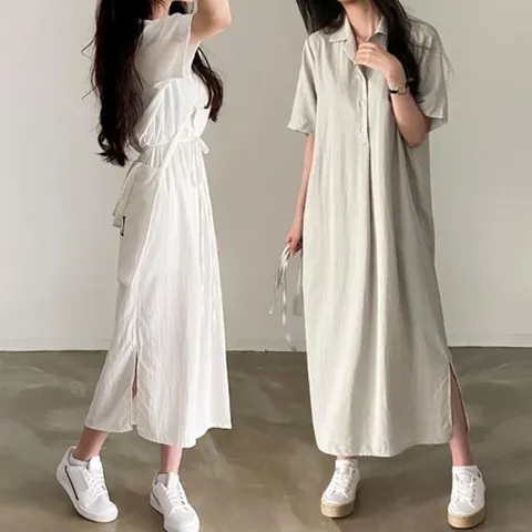 셔츠 여성 내추럴 루즈핏 롱 원피스 LDN-20250210