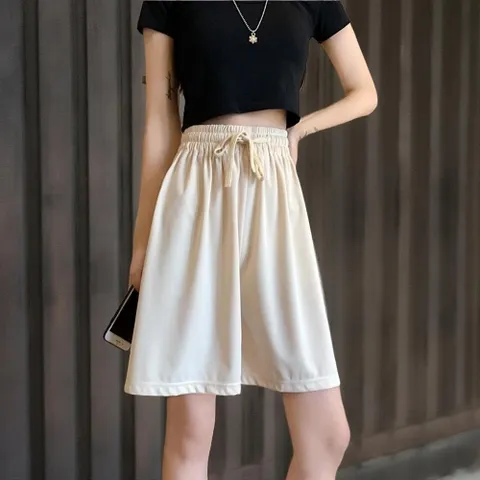 |CCP89D7|여성용 캐주얼 단색 루즈핏 5부 밴딩 바지