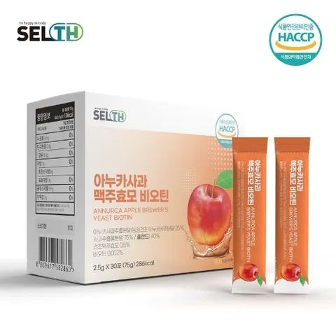 [국내배송] SELTH 아누카사과 맥주효모 비오틴 스틱 30포