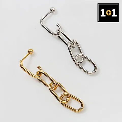 [미니아트] 1+1 패션 피어싱 체인 드롭 2종 택1 (한쪽판매)