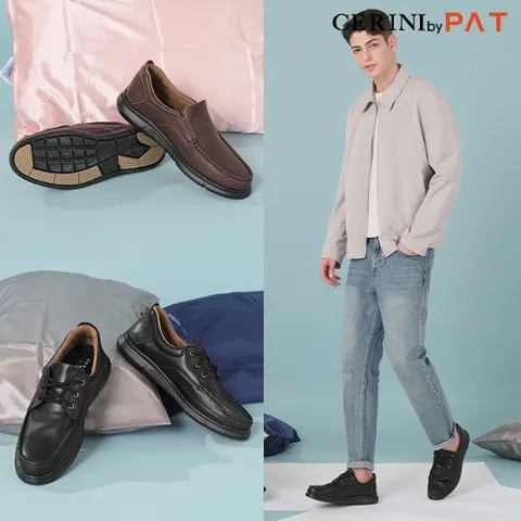 W단독_[CERINI by PAT]남성라미네이트코팅소가죽컴포트워킹슈즈2종세트