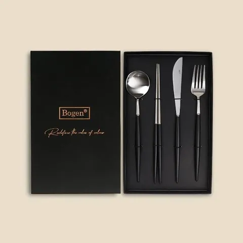 보겐 에펠 샤틴(블랙) 커트러리 4P 선물세트 1인