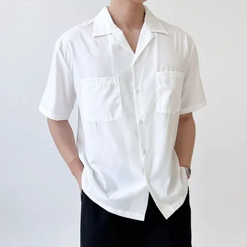 남자 흰색 반팔 카라 셔츠 얇고 가벼운 소재 커플룩