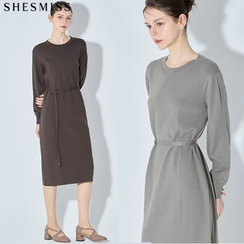 [쉬즈미스] 우아한 레이디 니트 벨티드 원피스