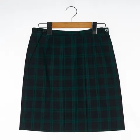몰 아울렛 그린체크 일자 치마 휘봉고