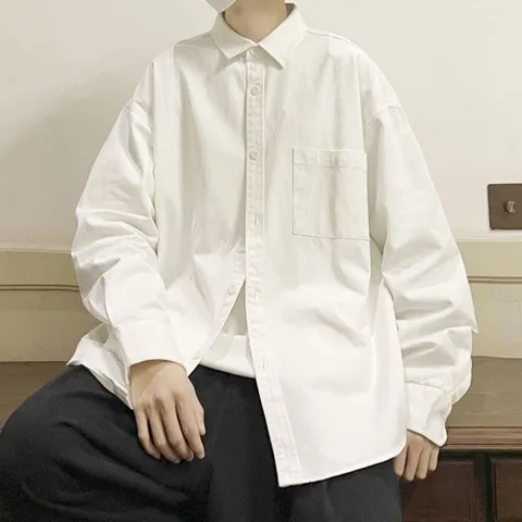 화이트 셔츠 남성 기본 흰색 캐주얼 긴팔 베이직