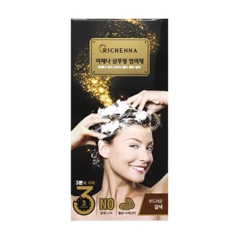 리체나 이지 스피디 골드 샴푸형 3분 염색약 튜브형 갈색/새치 커버 셀프 흰머리 뿌리