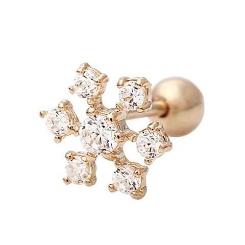 [미니아트] 14K골드 피어싱 눈꽃 (한쪽판매)