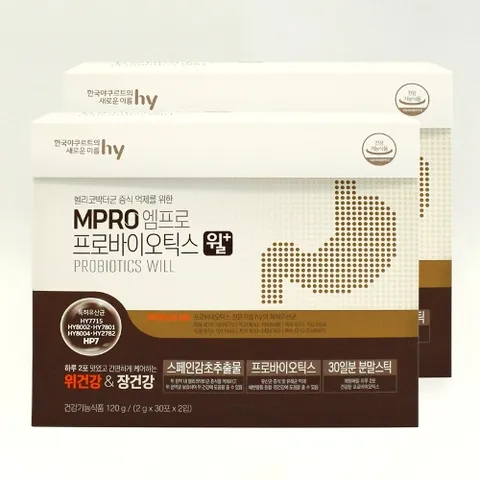 hy 한국야쿠르트 엠프로 프로바이오틱스 윌 플러스 2g x 60포 x 2박스
