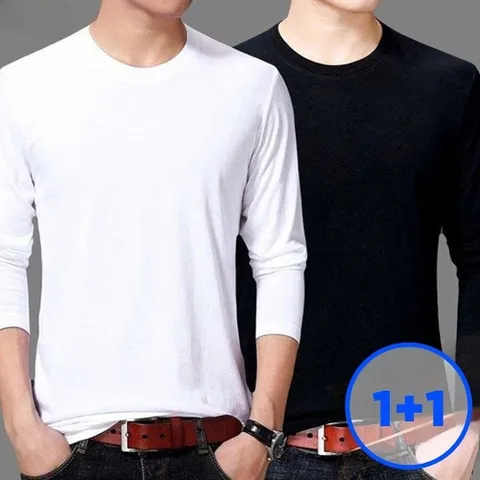 1+1세트 순면 코마사 무지 긴팔티 면티셔츠 남녀 이너티 KOFM2TL