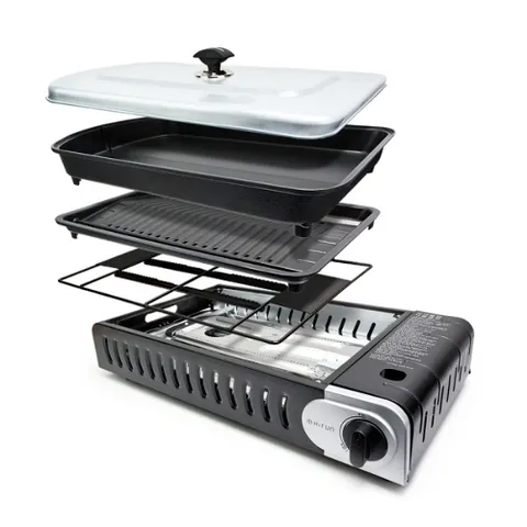 국산 올인원 야외 가정용 멀티 와이드 3 콤보 캠핑용 가스 그릴 세트