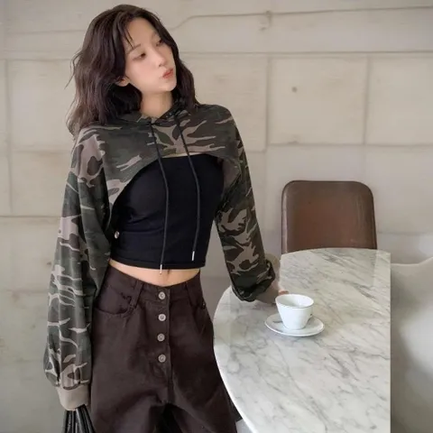 |KHT9C66|여성 후드티 힙무드 볼레로 레이어드 상의