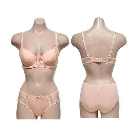 리본포인트 A컵 와이어 브라팬티세트 - 오렌지 속옷