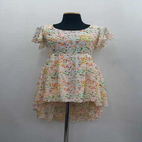 S1465 여리 잔꽃 플라워 언발 쉬폰 반팔 원피스