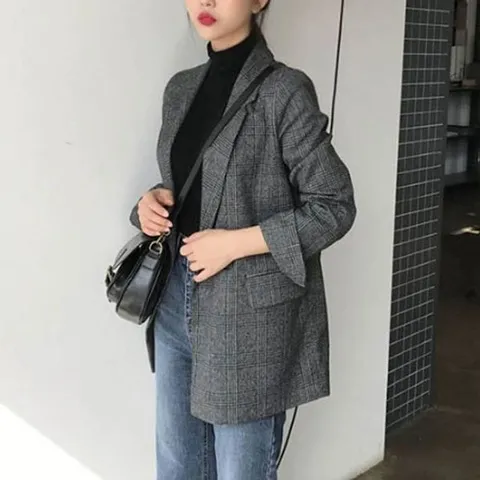 가을자켓 여성캐주얼자켓 체크마이 정장자켓 코트자켓