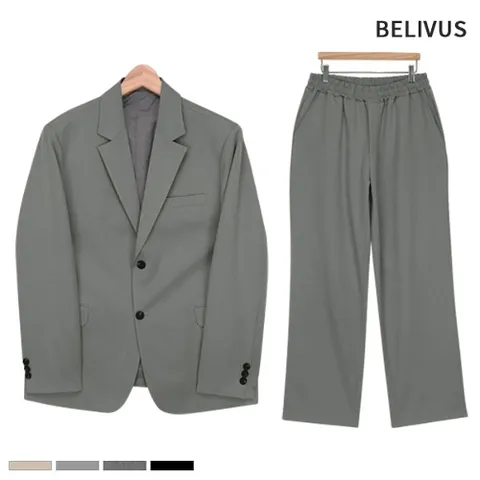 빌리버스 남자 셋업 BRV093 남성 블레이저 와이드 팬츠 수트 정장 세트