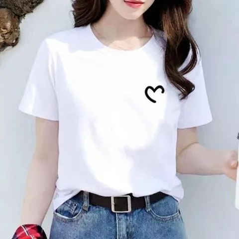 베이직 코튼 반팔티 면티셔츠 포인트 여성 반팔티