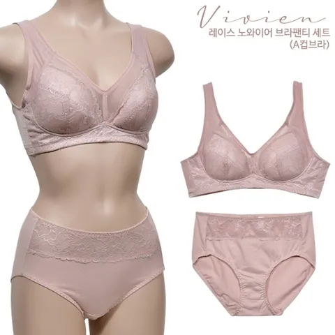 [비비안] 레이스 노와이어 풀컵 A컵 브라팬티 세트