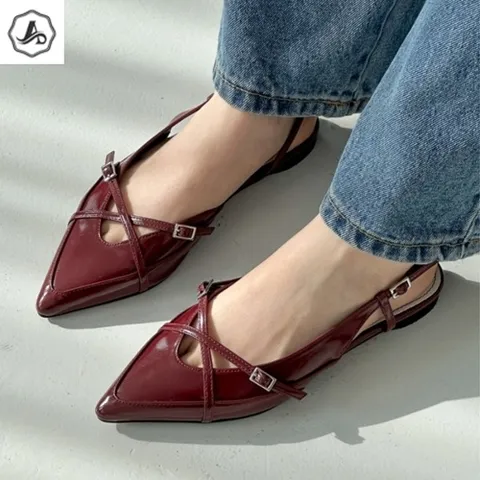 X 메리제인 슬링백 플랫 슈즈 여성 단화 구두