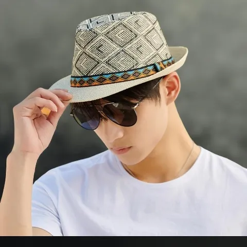 |CCC200F|남성 여름 햇볕 차단 통기성 배색 디자인 페도라 모자