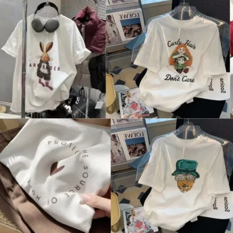 여자 여름 스탠다드핏 반팔티 6종모음 반팔 티셔츠