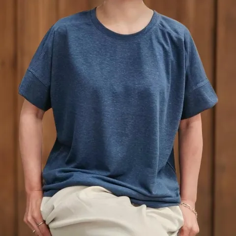 |KDT91E0|여성 린넨 절개 드롭숄더 라운드넥 오버사이즈 반팔티