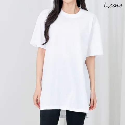 엘케이트 여성 반팔티 LDZ850 무지 라운드 반팔 면티 롱 티셔츠