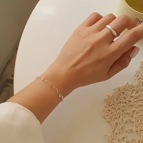 |CCA8367|여성용 사각 체인 실버 패션 팔찌 기념일 선물