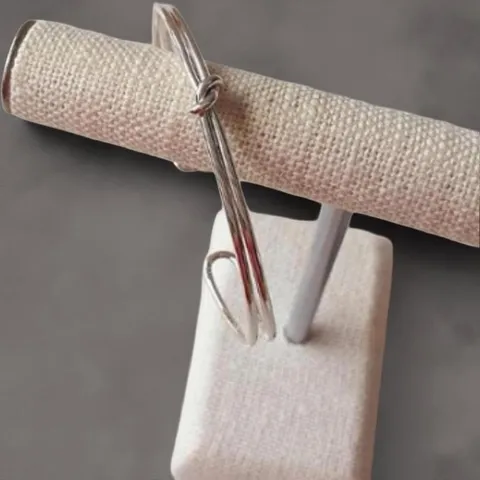 |CCA83C9|여성용 실버 매듭 오픈 뱅글 꼬임 팔찌 레이어드 스타일