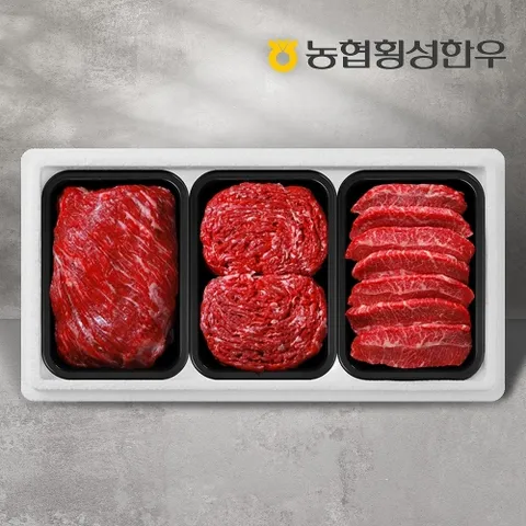 [농협횡성한우] 1등급 명품특선8호 1.2kg (특수부위1팩+국거리1팩+불고기1팩/팩당400g)