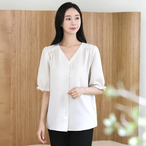 드리다 B25074BC 소프단아브이블라우스 빅사이즈