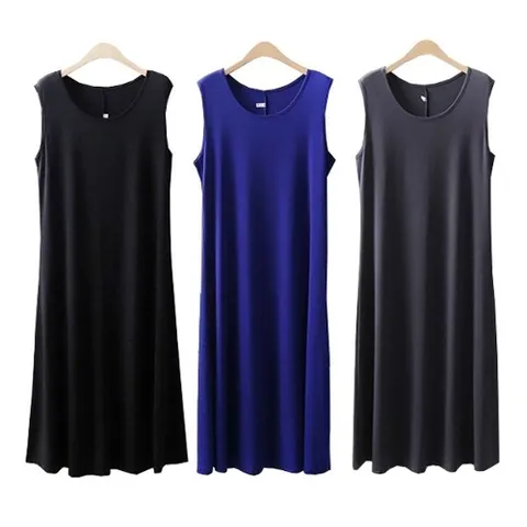 쿨감 민소매 나시 롱 라운드 원피스 빅사이즈 5295