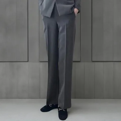 |KDP8F09|여성 핀턱 슬랙스 레이온 스판 슬림핏 클래식 바지