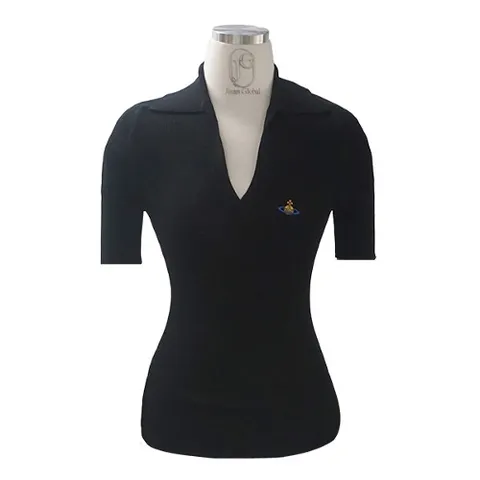 비비안 웨스트우드 오브 로고 코튼 폴로 셔츠 블랙 18030040 Y003F N401