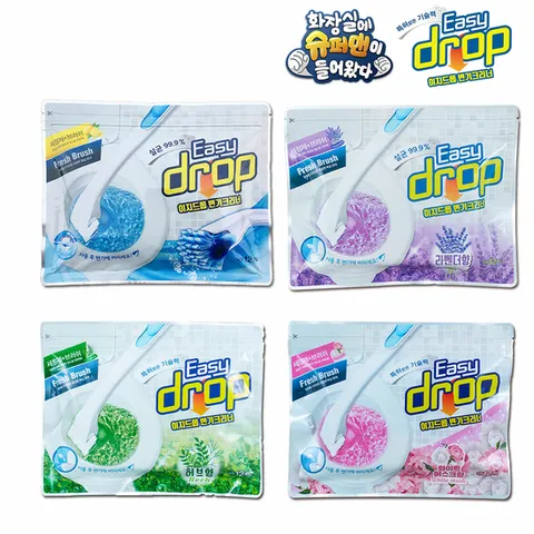 [총48회분] 이지드롭 변기크리너 리필용 4팩 (레몬1,허브1,라벤더1,화머1)