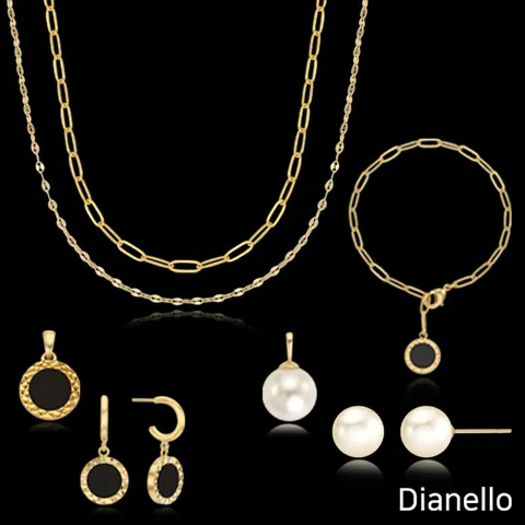 [디아넬로]18K 리프체인 목걸이+천연보석 컬렉션+천연진주 세트