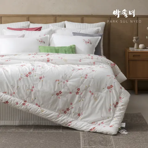 (Q) 박술녀 올오버자수 광목차렵침구 풀세트 (작품명 : 야생화)