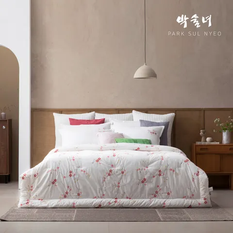 (K) 박술녀 올오버자수 광목차렵침구 풀세트 (작품명 : 야생화)