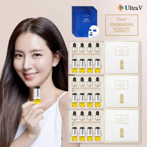 울트라브이 이데베논 시그니처 앰플 3박스 + 아쿠아 샤인 마스크팩 1박스