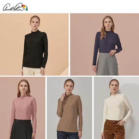 [아놀드파마] 24FW 여성 양면기모 모크넥티셔츠 5종 