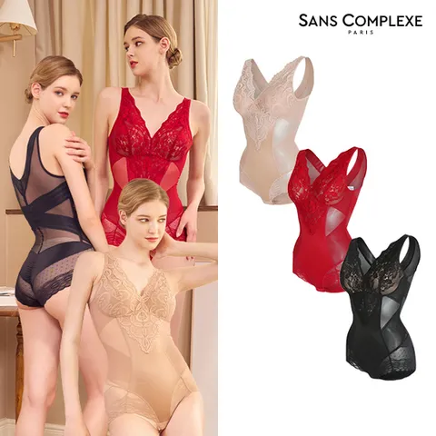 [상콤플렉스] 커버업 풀 레이스 홀리데이 바디수트 3세트