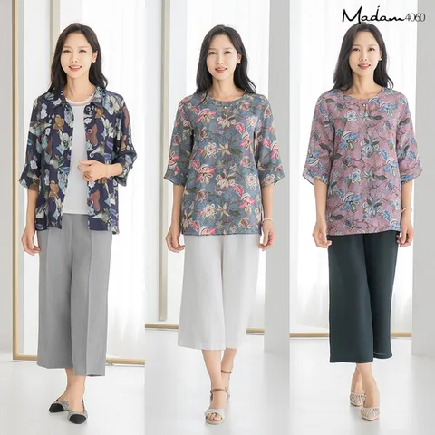 마담4060 25SS 풍기인견 자켓 블라우스 세트(자켓+블라우스+민소매)
