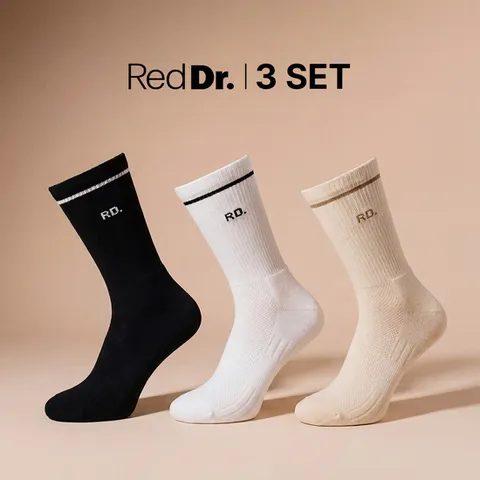 (여성)레드닥터_의료기기_족저근막지지 양말 3세트(화이트, 블랙, 크림)