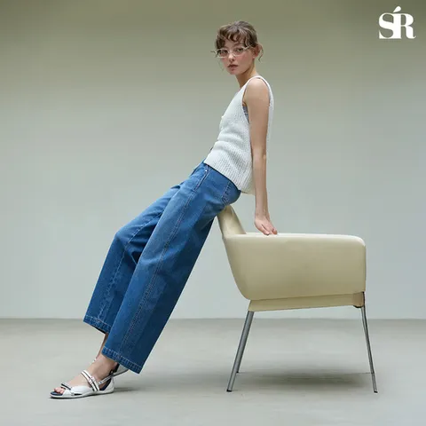 세라 26SS 여성 커브드 데님슬랙스+벨트 