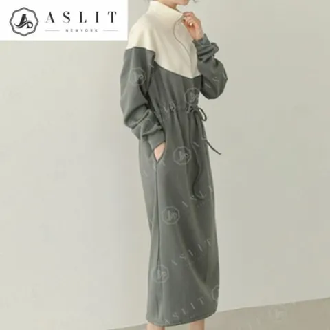 [애슬릿] 국내 생산 여성 아노락 반 집업 롱 원피스