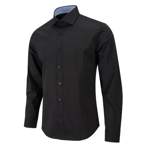 레디핏 와이드카라 고급 스판 슬림 블랙 긴팔와이셔츠