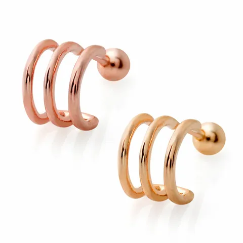 14K GOLD-PIN 로즈골드 피어싱 쓰리링 2종 택1 (한쪽판매)